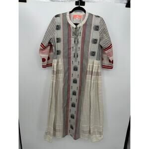 PinkSky Indian Midi Dress Women Boho Artisan Ethnic Cotton Sz Large Lightweight